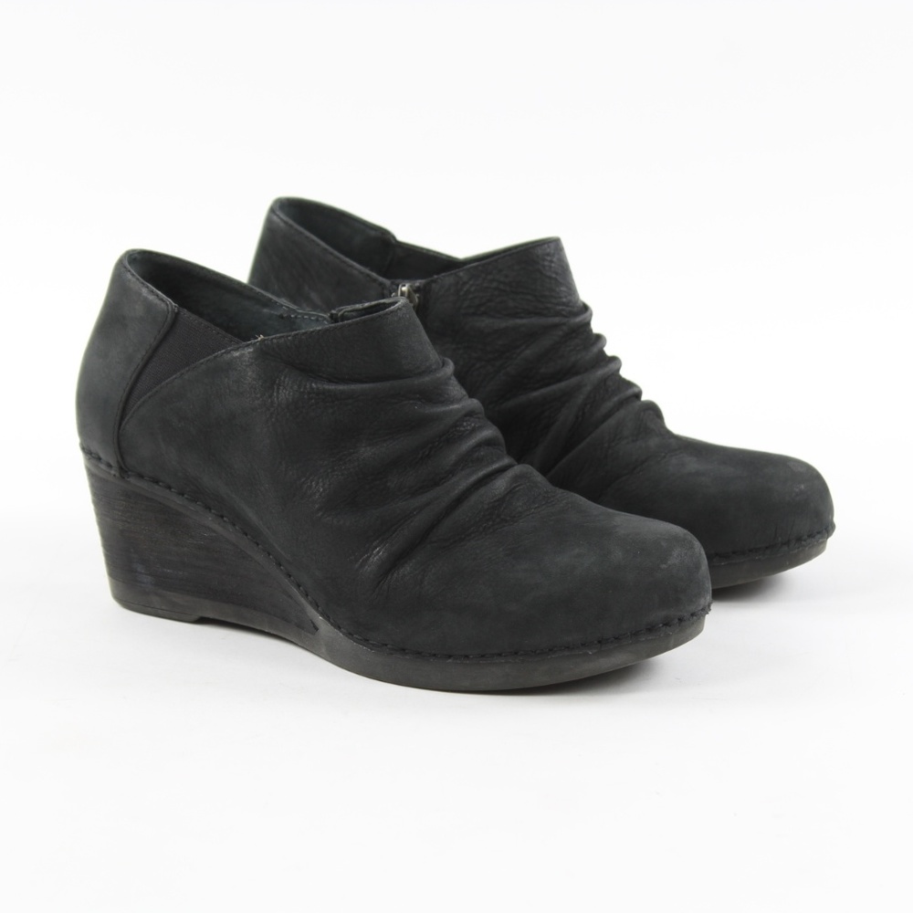 Dansko Sheena Nubuck Ankle Zip Ruched Booties 38 - Picture 1 of 8